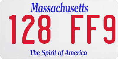 MA license plate 128FF9