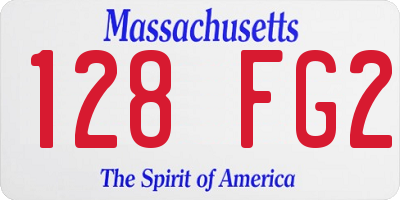 MA license plate 128FG2