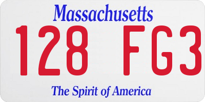 MA license plate 128FG3