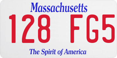 MA license plate 128FG5