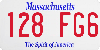 MA license plate 128FG6