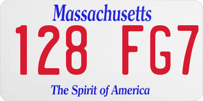 MA license plate 128FG7