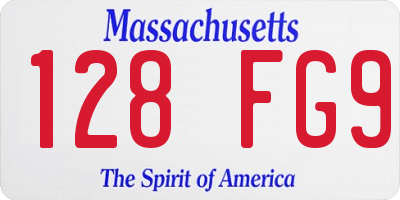 MA license plate 128FG9