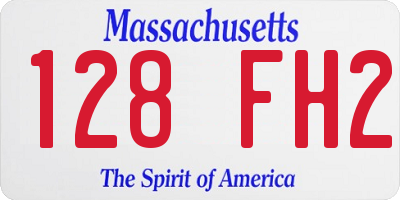 MA license plate 128FH2