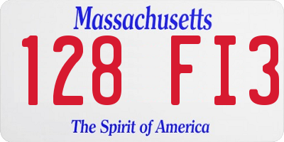MA license plate 128FI3