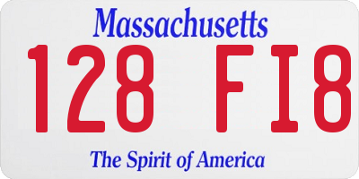 MA license plate 128FI8