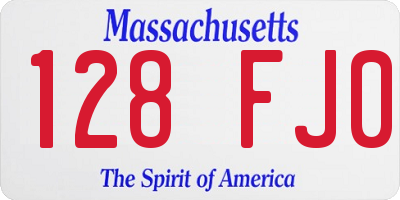 MA license plate 128FJ0