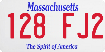 MA license plate 128FJ2