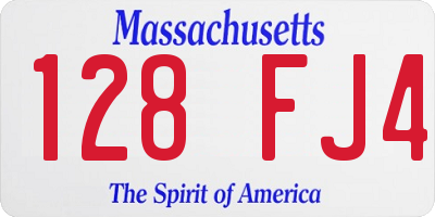 MA license plate 128FJ4