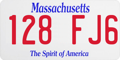 MA license plate 128FJ6