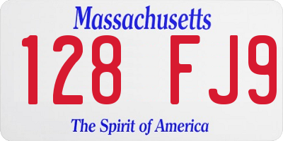 MA license plate 128FJ9
