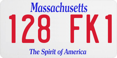 MA license plate 128FK1