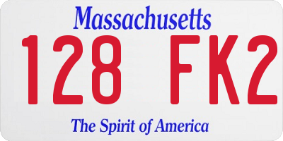 MA license plate 128FK2