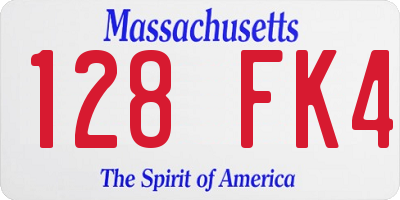 MA license plate 128FK4