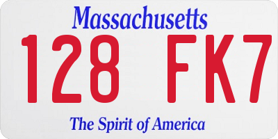 MA license plate 128FK7