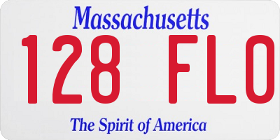MA license plate 128FL0