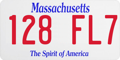 MA license plate 128FL7