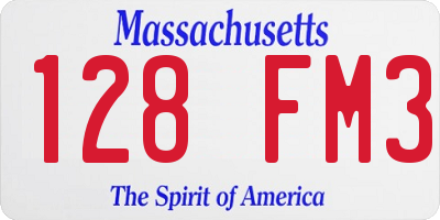 MA license plate 128FM3