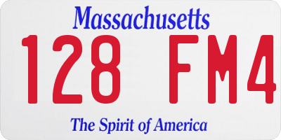 MA license plate 128FM4