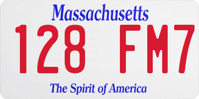 MA license plate 128FM7