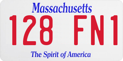 MA license plate 128FN1