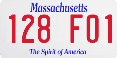 MA license plate 128FO1