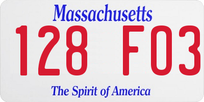 MA license plate 128FO3