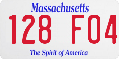 MA license plate 128FO4