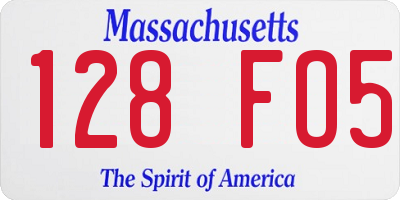 MA license plate 128FO5