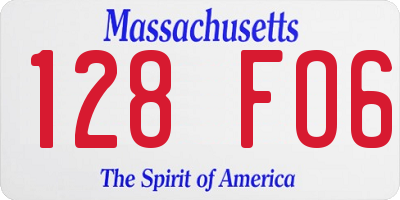 MA license plate 128FO6