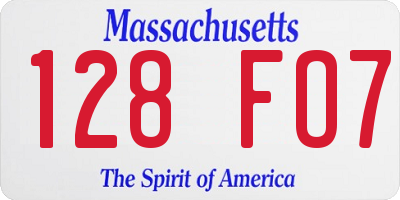 MA license plate 128FO7