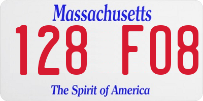 MA license plate 128FO8
