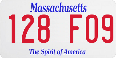 MA license plate 128FO9