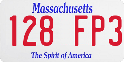 MA license plate 128FP3