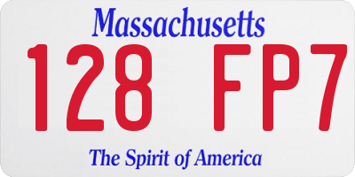 MA license plate 128FP7