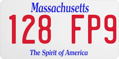 MA license plate 128FP9