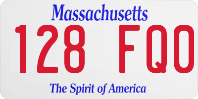 MA license plate 128FQ0