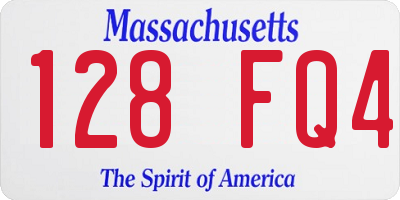 MA license plate 128FQ4