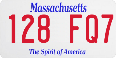 MA license plate 128FQ7