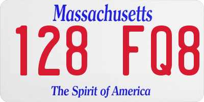 MA license plate 128FQ8