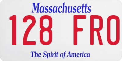 MA license plate 128FR0