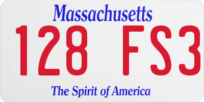 MA license plate 128FS3