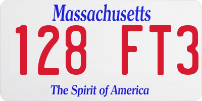 MA license plate 128FT3