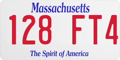 MA license plate 128FT4