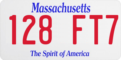 MA license plate 128FT7