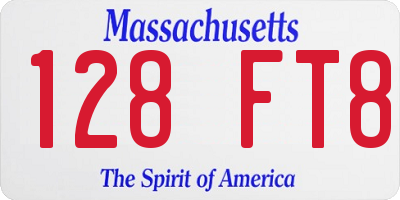 MA license plate 128FT8