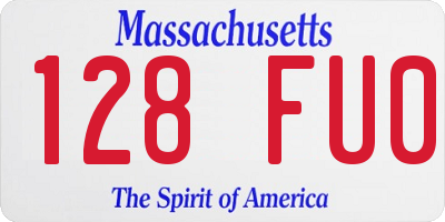 MA license plate 128FU0