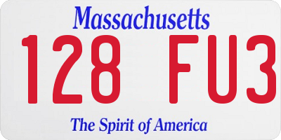 MA license plate 128FU3