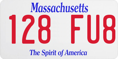 MA license plate 128FU8