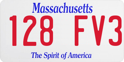 MA license plate 128FV3